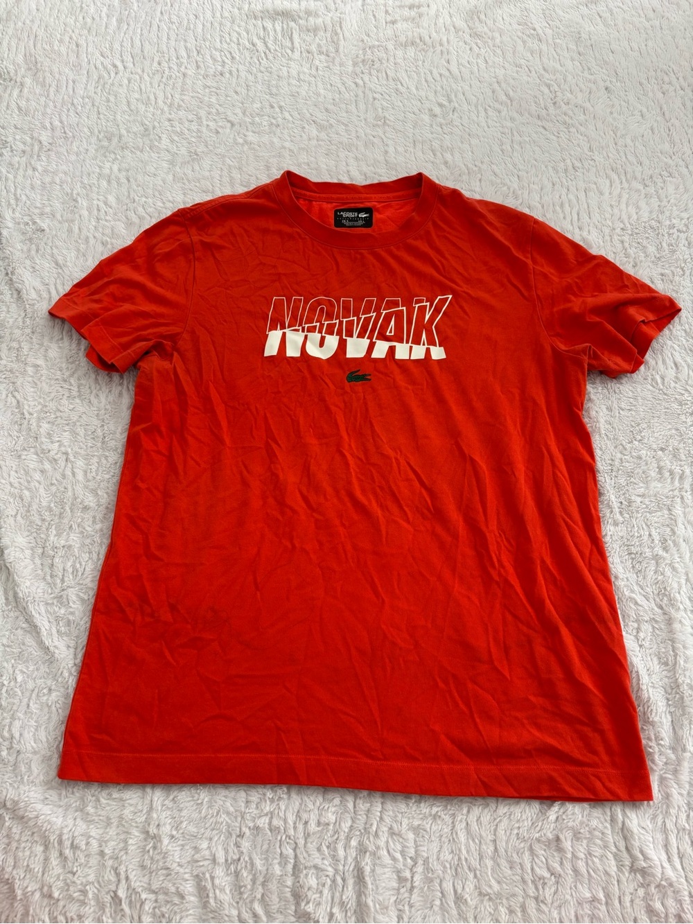 Lacoste Novak Orange-Red Logo Tee - Men's Short Sleeve Shirt